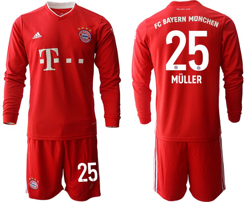 Men 2020-2021 club Bayern Munich home long sleeves #25 red Soccer Jerseys->bayern munich jersey->Soccer Club Jersey